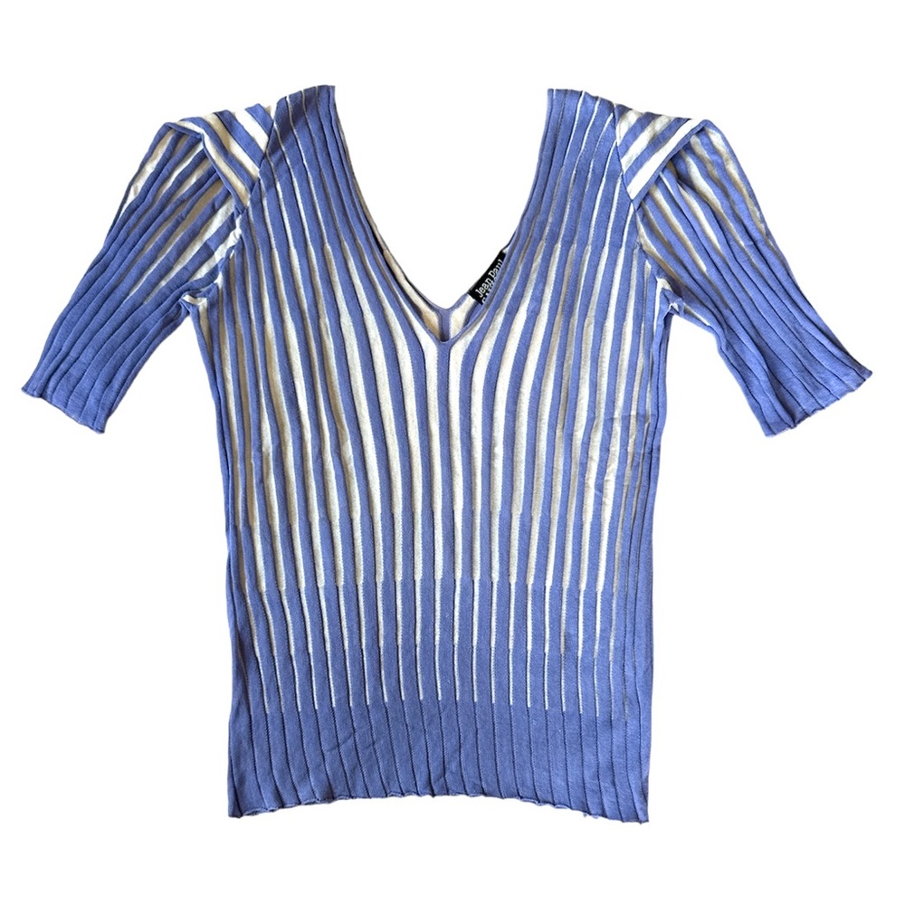 Jean Paul Gaultier Deep Neck Striped Mesh Top